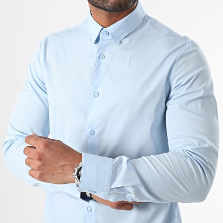 Calvin Klein - Camisa Slim Popelina Manga Larga 0856 Azul Claro