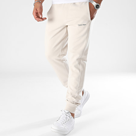 Calvin Klein - Repreve 9940 Pantaloni da jogging beige con micro logo