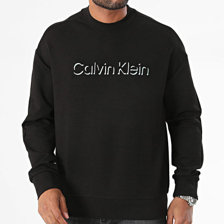 Calvin Klein - Felpa girocollo con logo in rilievo Shadow 3081 Nero