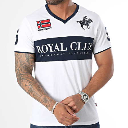 Geographical Norway - T-shirt met V-hals Wit