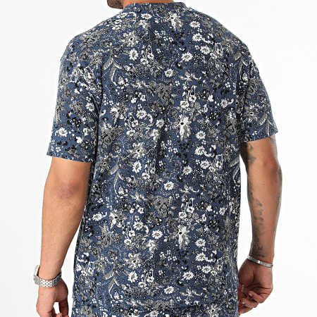 Ikao - Marineblauw gebloemd T-shirt en broekenset