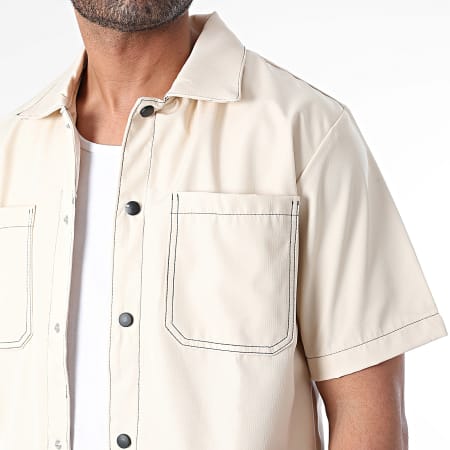 Ikao - Conjunto de camisa de manga corta y pantalón cargo beige