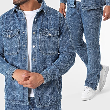 Ikao - Set di jeans e giacca di jeans in denim blu