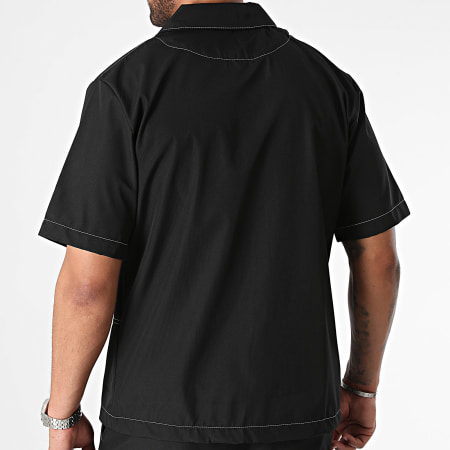 Ikao - Set camicia nera a maniche corte e pantaloni cargo