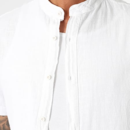 KZR - KZ049 Camisa blanca de manga corta con cuello de oficial