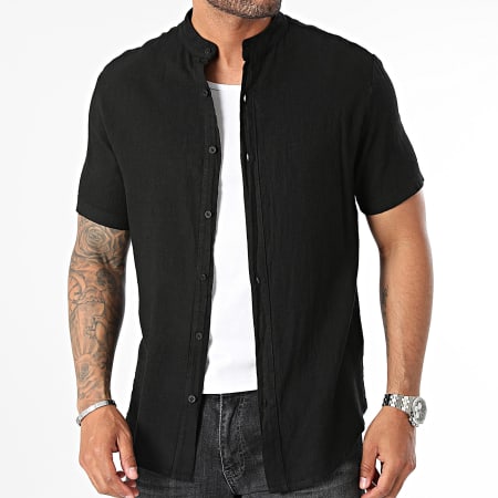 KZR - Camisa de manga corta Cuello de oficial KZ049 Negro