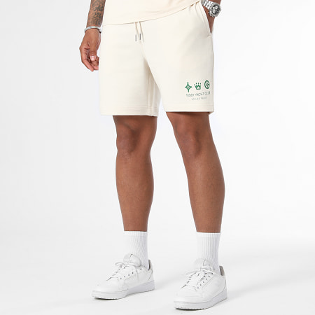 Teddy Yacht Club - Set di maglietta e pantaloncini da jogging beige e verde bottiglia