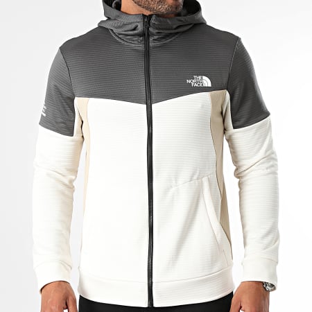 The North Face - Sudadera con capucha y cremallera A87J5 Blanco Beige Carbón Gris