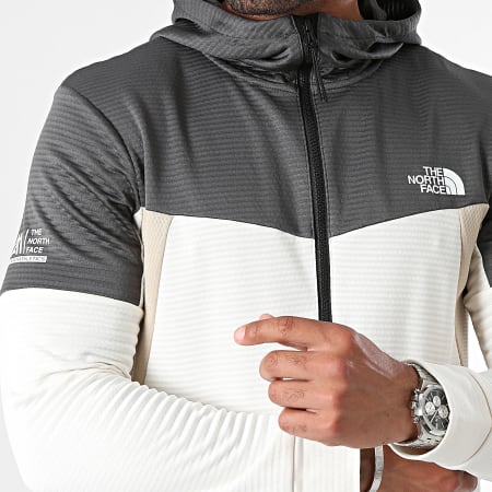 The North Face - Sudadera con capucha y cremallera A87J5 Blanco Beige Carbón Gris