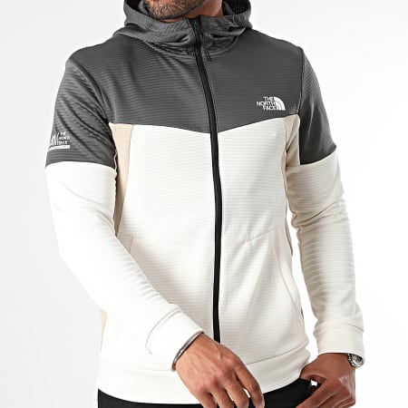 The North Face - Sudadera con capucha y cremallera A87J5 Blanco Beige Carbón Gris