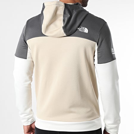 The North Face - Sudadera con capucha y cremallera A87J5 Blanco Beige Carbón Gris