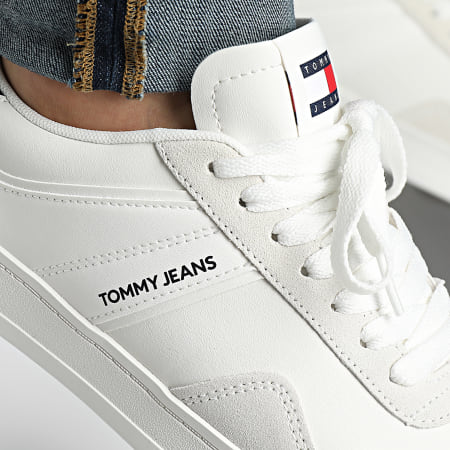 Tommy Jeans - Sneakers in pelle Retro Cupsole 1414 Ecru