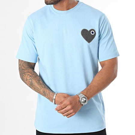 ADJ - Tee Shirt Oversize Coeur Chic Bleu Clair