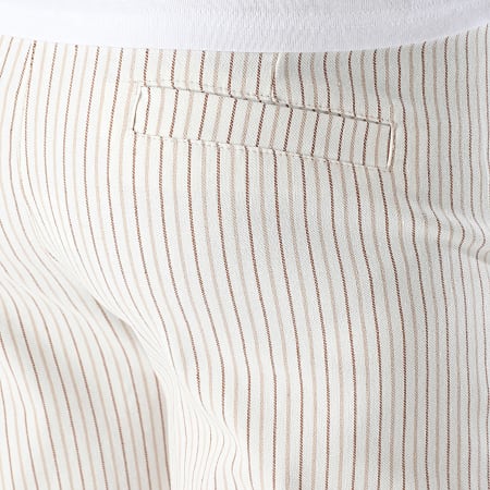 Frilivin - Short Chino A Rayures Blanc Beige Marron