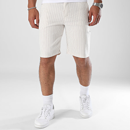 Frilivin - Witte Beige Bruine Gestreepte Chino Shorts