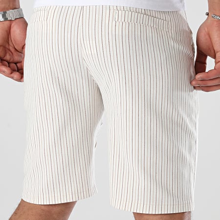 Frilivin - Witte Beige Bruine Gestreepte Chino Shorts