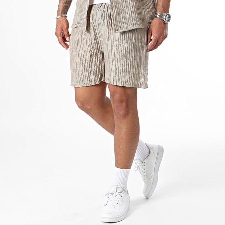 Frilivin - Taupe shirt met korte mouwen en joggingshortset