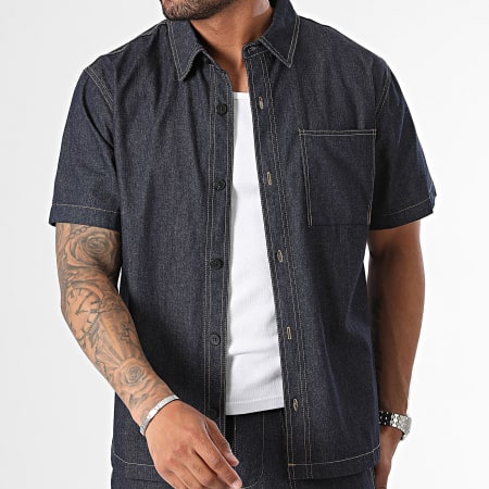 Frilivin - Blauw denim shirt met korte mouwen en shorts