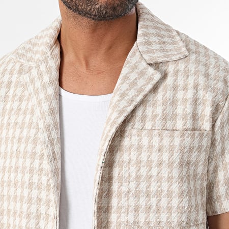 Frilivin - Sobrecamisa de manga corta beige