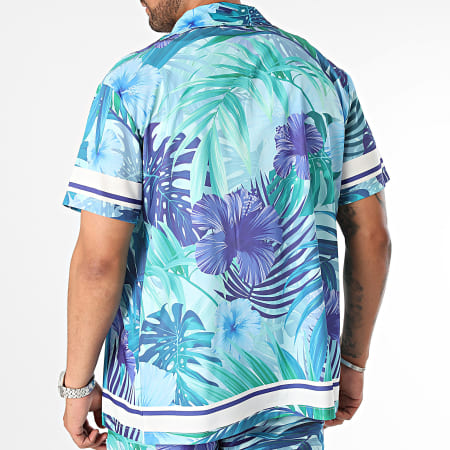 Frilivin - Ensemble Chemise Manches Courtes Et Short Jogging Violet Bleu Vert