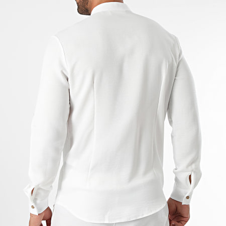 Frilivin - Conjunto blanco de camisa de manga larga y pantalón