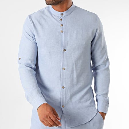 Frilivin - Conjunto de camisa de manga larga y pantalón azul claro