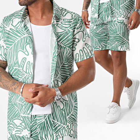 Frilivin - Conjunto Camisa Manga Corta Y Pantalón Corto Verde Blanco