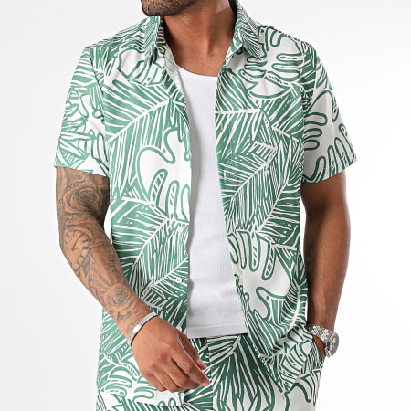 Frilivin - Conjunto Camisa Manga Corta Y Pantalón Corto Verde Blanco