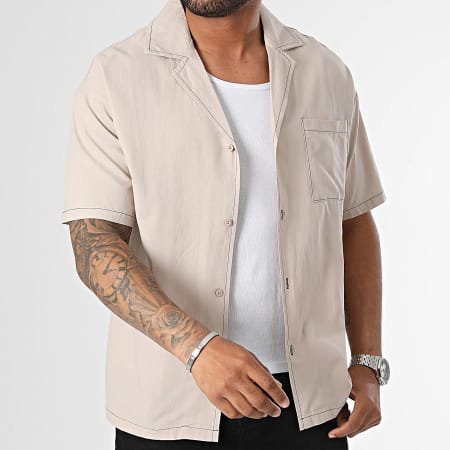 Frilivin - Beige shirt met korte mouwen