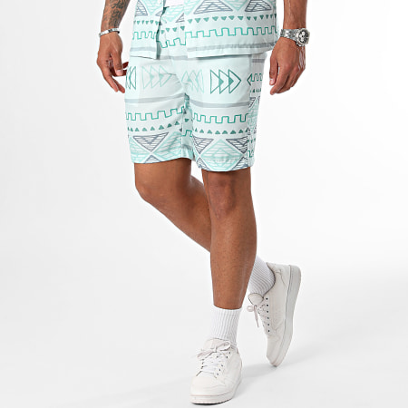 Frilivin - Licht turquoise shirt met korte mouwen en joggingshortset