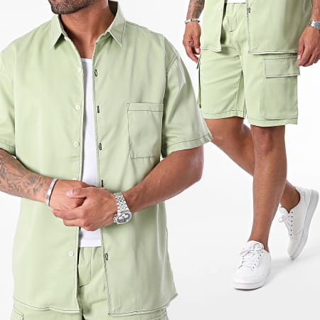 Frilivin - Shirt met korte mouwen en Cargo Short Set Lichtgroen