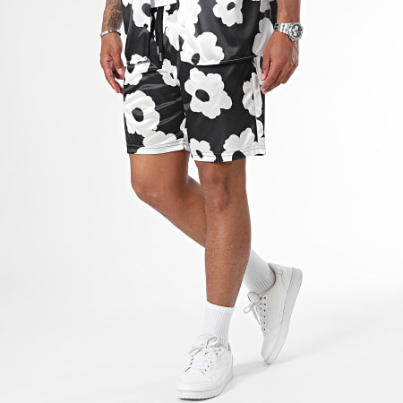 Ikao - Ensemble Chemise Manches Courtes Et Short Jogging Noir Blanc