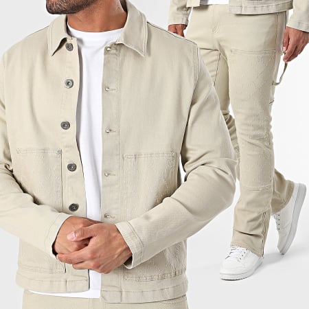 Ikao - Conjunto de chaqueta y vaqueros beige