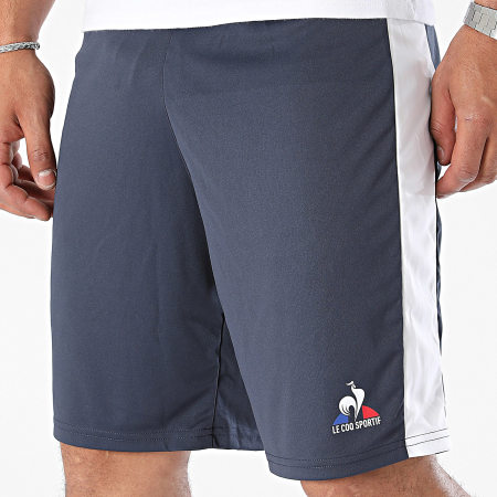 Le Coq Sportif - Short Jogging A Bandes Match 2320118 Bleu Marine Blanc