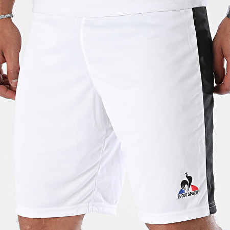 Le Coq Sportif - Short Jogging A Bandes Match 2320120 Blanc