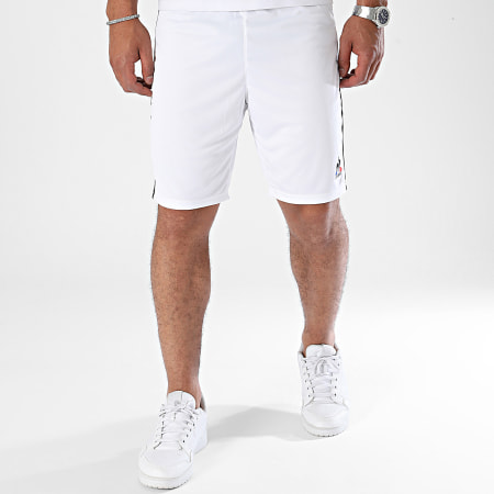 Le Coq Sportif - Short Jogging A Bandes Match 2320120 Blanc