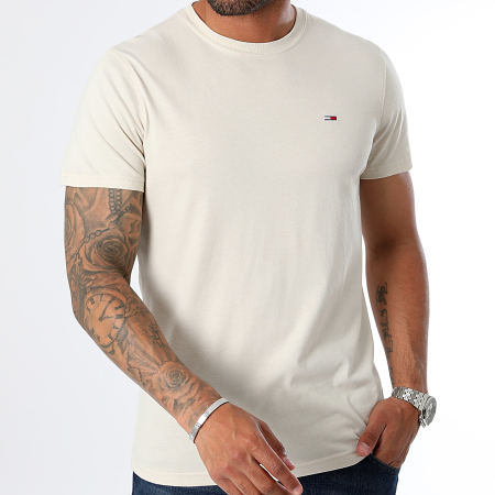 Tommy Jeans - Lot De 2 Tee Shirts Slim Jersey 5381 Blanc Beige