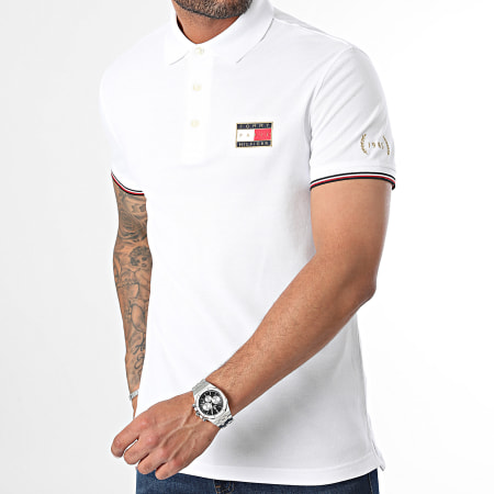 Tommy Hilfiger - Polo a manica corta Slim Flag x Paris 1985 7435 Bianco