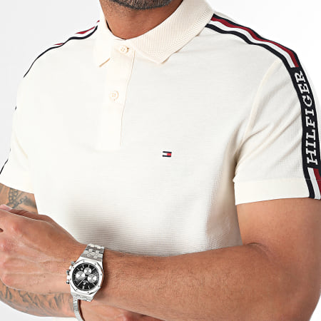 Tommy Hilfiger - Polo manica corta con strisce Global Stripe Monotype 3591 Beige