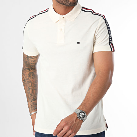 Tommy Hilfiger - Polo manica corta con strisce Global Stripe Monotype 3591 Beige