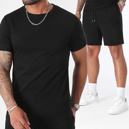 Uniplay - Conjunto de camiseta negra y pantalón corto de jogging