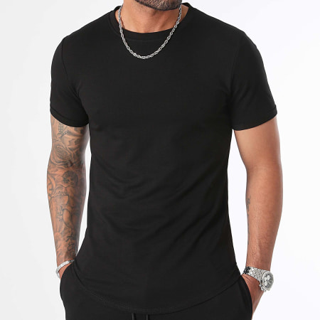 Uniplay - Conjunto de camiseta negra y pantalón corto de jogging