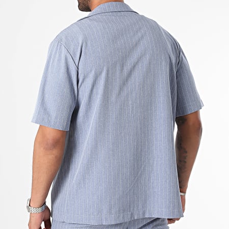 Uniplay - Camisa Manga Corta Rayas Y Pantalón Corto Chino YC088-YC089 Conjunto Azul Claro