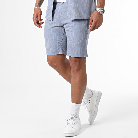 Uniplay - Camicia a maniche corte a righe e pantaloncini chino YC088-YC089 Set blu chiaro