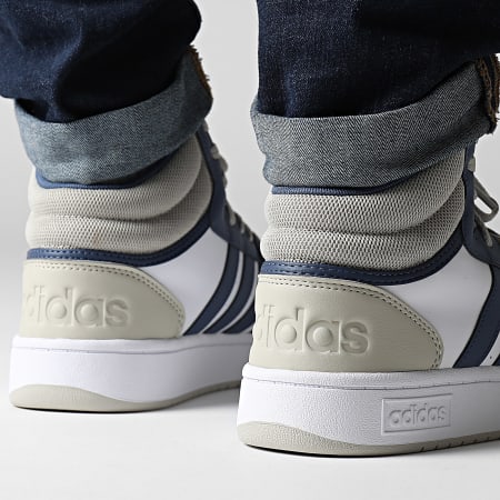 Adidas Originals - Hoops 3.0 Mid Sneakers IH0158 Calzado Blanco Bastante Azul Putty Gris