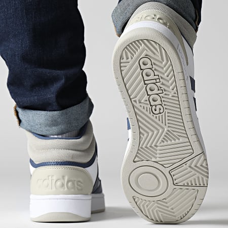 Adidas Originals - Hoops 3.0 Mid Sneakers IH0158 Calzado Blanco Bastante Azul Putty Gris