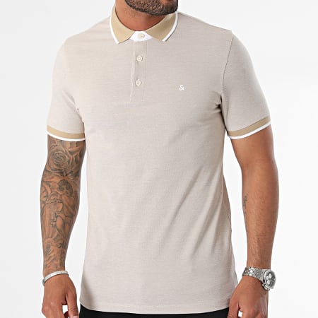 Jack And Jones - Polo Paulos Manga Corta Beige Brillante