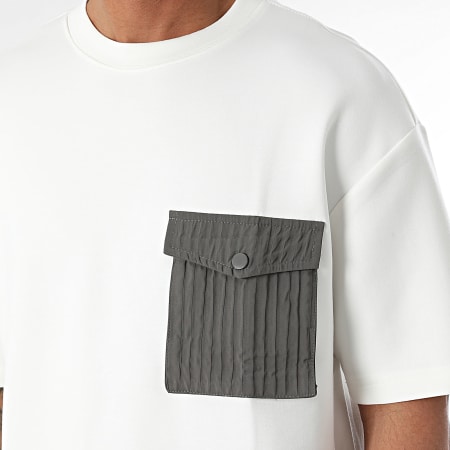 John H - Oversized Pocket Tee Shirt Wit Grijs Antraciet