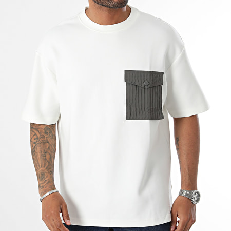 John H - Oversized Pocket Tee Shirt Wit Grijs Antraciet