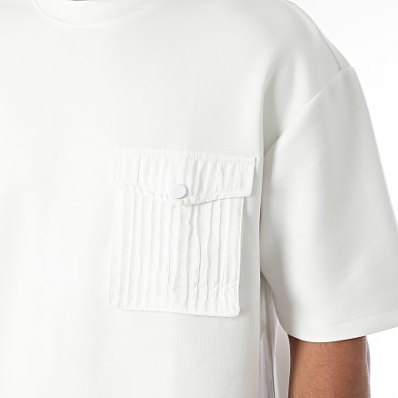 John H - Wit oversized T-shirt met zak